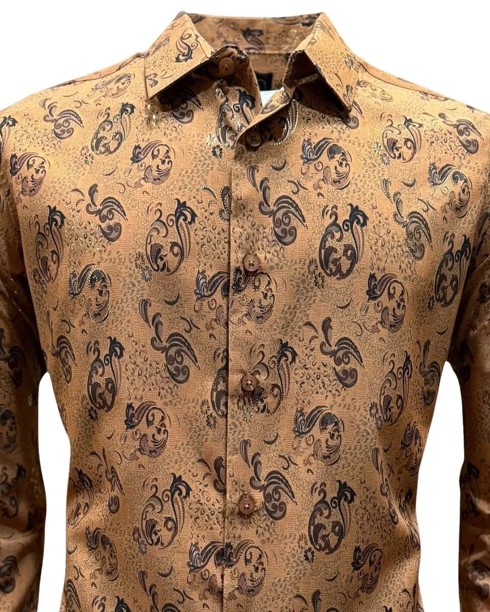 Montero - Paisley Jacquard Dress Shirt Camel 4057