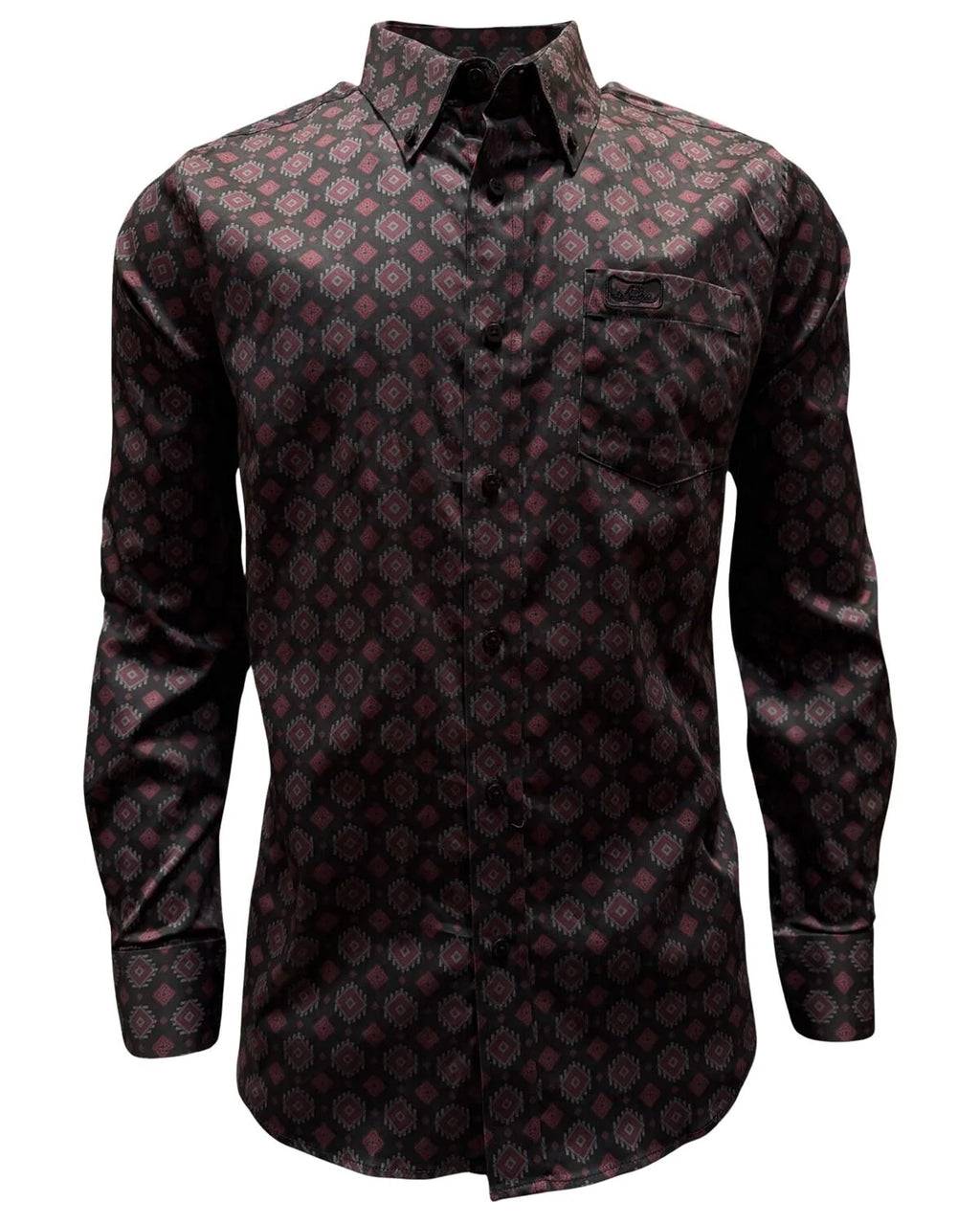 Montero - Diamond Print Stretch Casual Shirt Black 4062