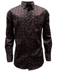 Montero - Diamond Print Stretch Casual Shirt Black 4062