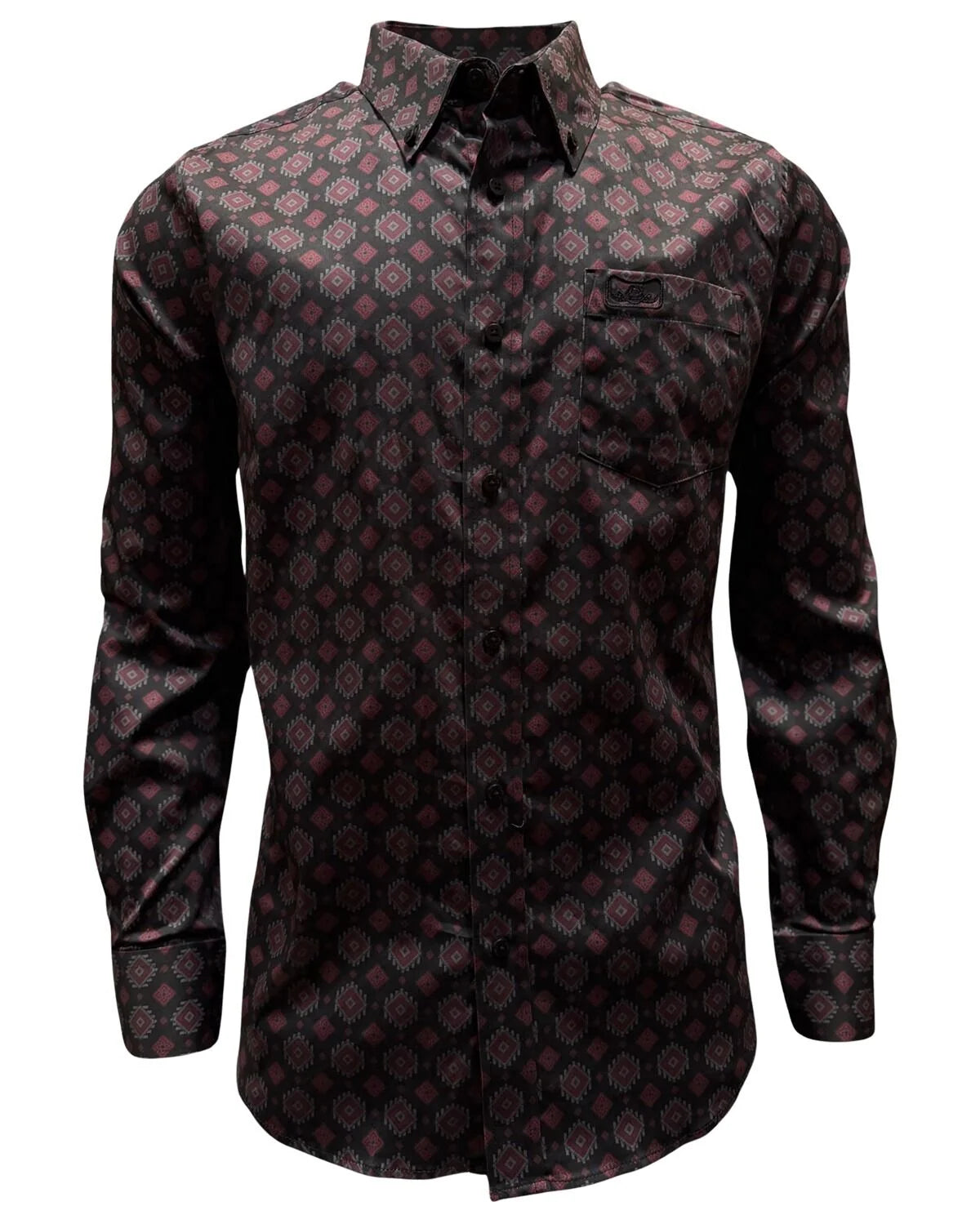 Montero - Diamond Print Stretch Casual Shirt Black 4062