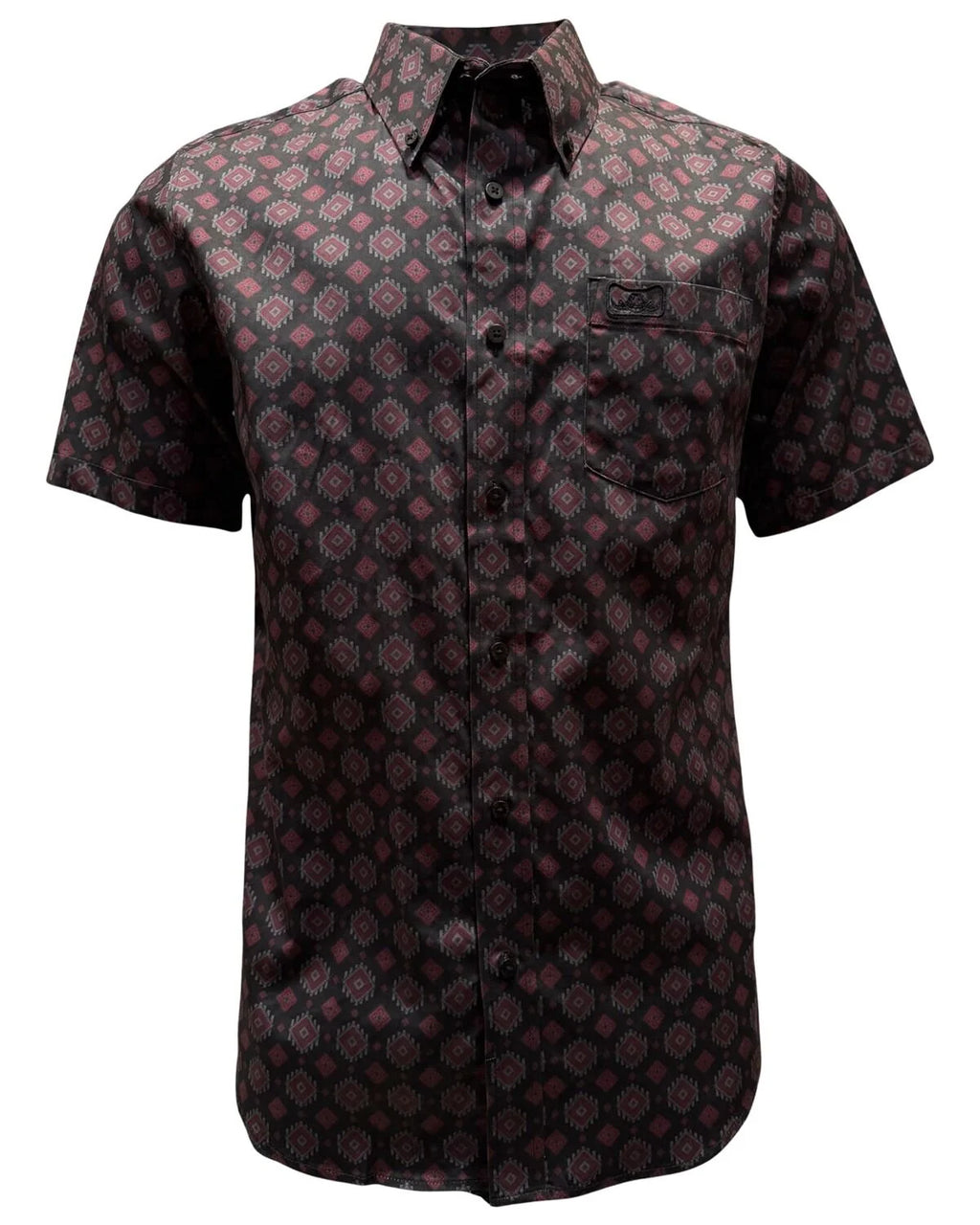 Montero - Diamond Print Stretch Casual Shirt Black 4062