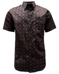 Montero - Diamond Print Stretch Casual Shirt Black 4062