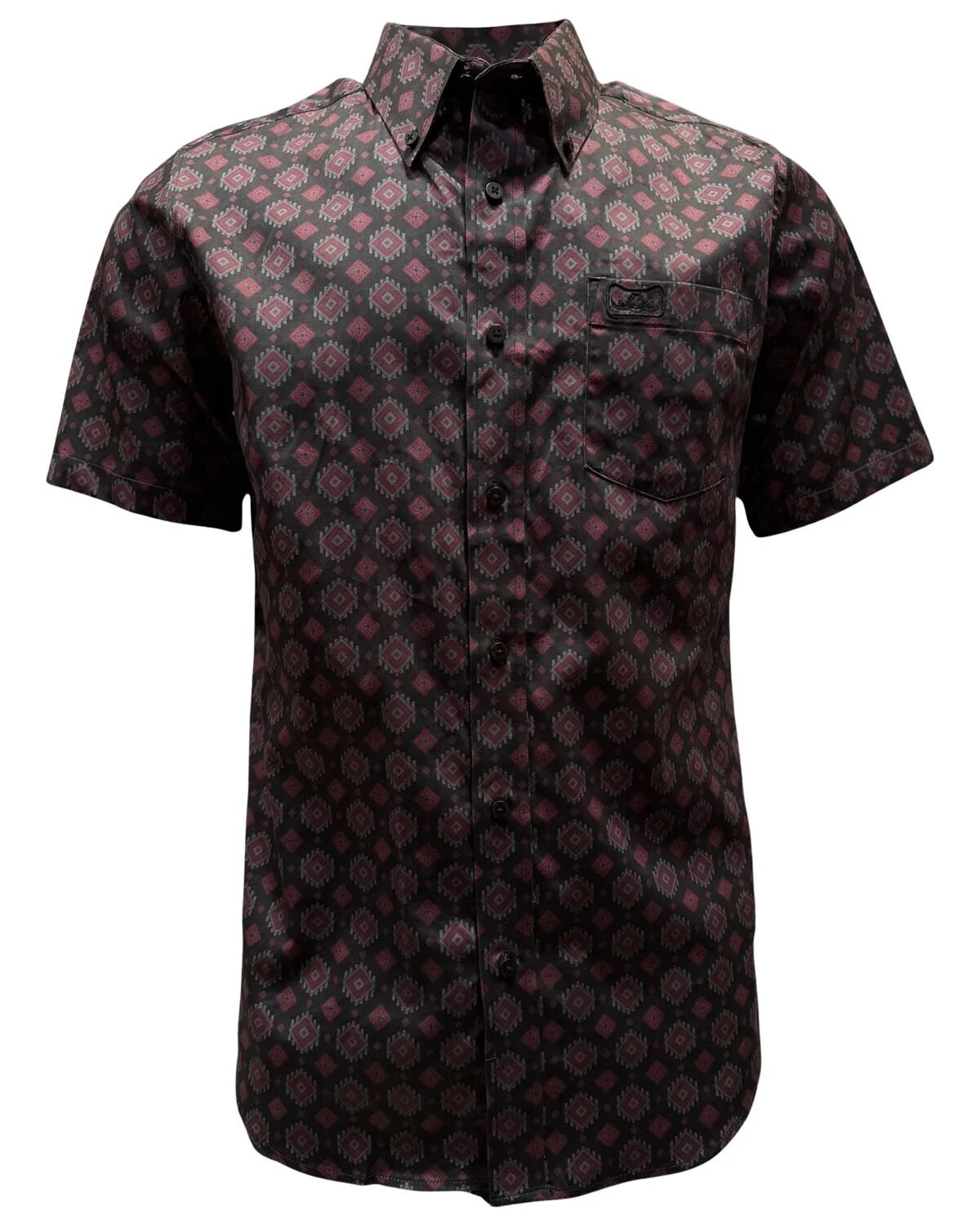 Montero - Diamond Print Stretch Casual Shirt Black 4062