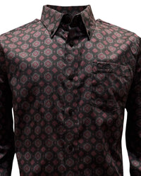 Montero - Diamond Print Stretch Casual Shirt Black 4062