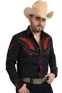 Camisa White Diamonds Vaquera Negro-Rojo 11-917