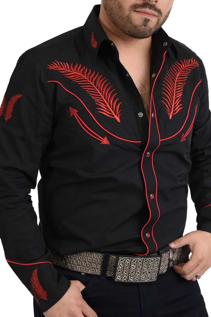 Camisa White Diamonds Vaquera Negro-Rojo 11-917