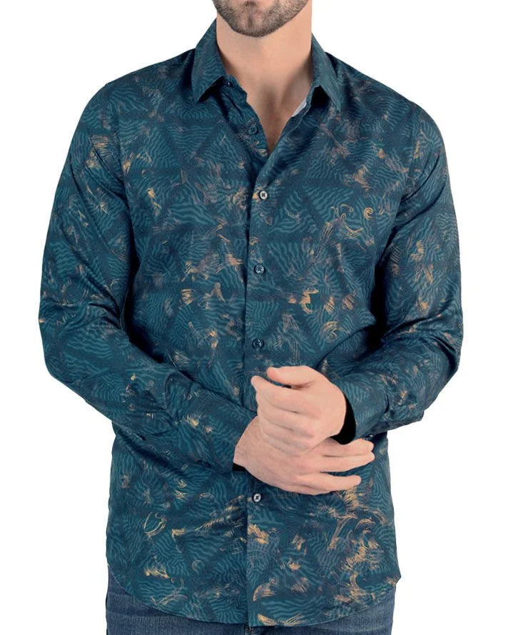 Lamasini - Camisa Modern Fit Color Teal  0112