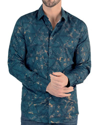 Lamasini - Camisa Modern Fit Color Teal  0112