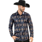 Montero - Geo Print Western Shirt Navy 0465