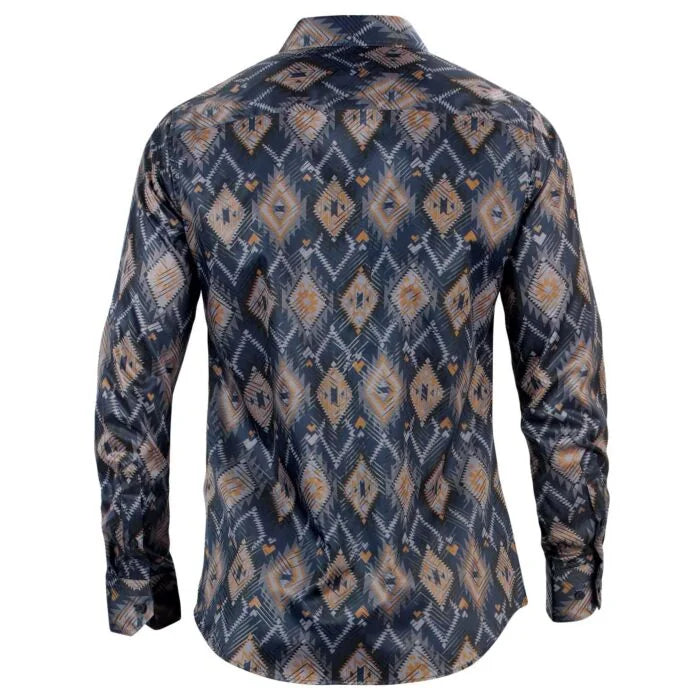 Montero - Geo Print Western Shirt Navy 0465