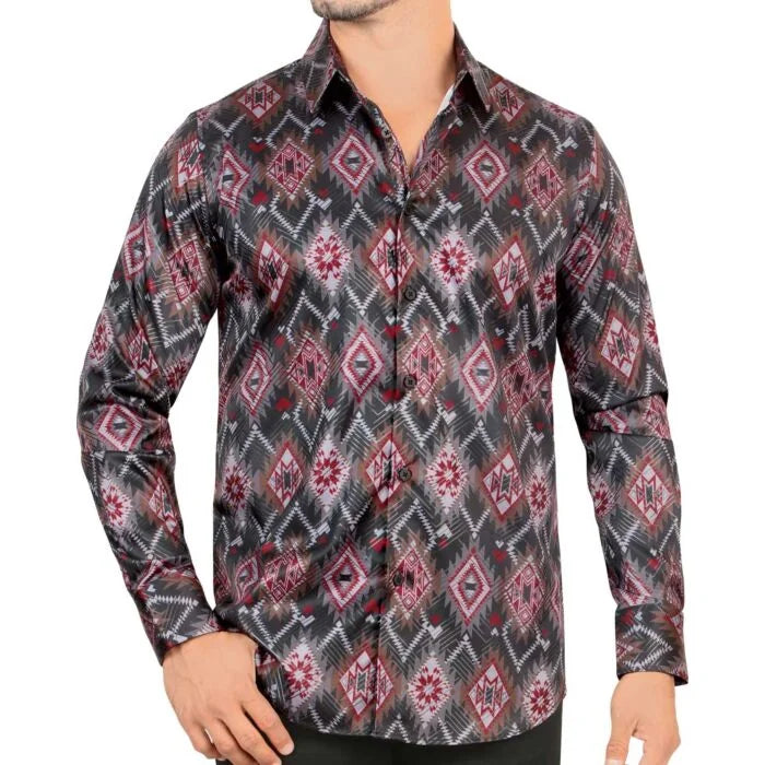 Montero - Geometric Southwestern Print Shirt, Black 0465
