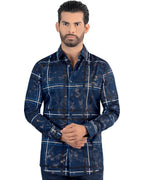 Lamasini - Camisa Cuadros Grandes Navy Modern Fit 0113