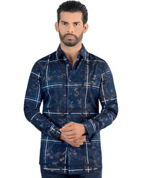 Lamasini - Camisa Cuadros Grandes Navy Modern Fit 0113
