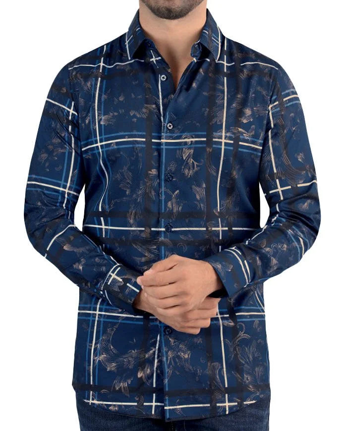 Lamasini - Camisa Cuadros Grandes Navy Modern Fit 0113