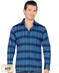 Lamasini - Camisa A Cuadros Manga Larga Navy Lam 4470
