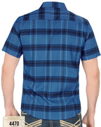 Lamasini - Camisa A Cuadros Manga Corta Navy Lam 4470
