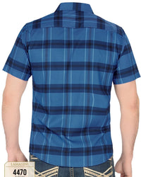 Lamasini - Camisa A Cuadros Manga Corta Navy Lam 4470