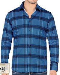Lamasini - Camisa A Cuadros Manga Larga Navy Lam 4470