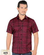 Lamasini - Camisa A Cuadros Manga Corta Vino Lam 4470