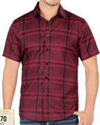 Lamasini - Camisa A Cuadros Manga Corta Vino Lam 4470
