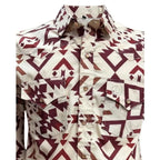 Lamasini - Burgundy Print Western Shirt Beige 6010