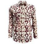 Lamasini - Burgundy Print Western Shirt Beige 6010