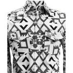 Lamasini - Aztec Print Western Shirt White  6010