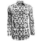 Lamasini - Aztec Print Western Shirt White  6010