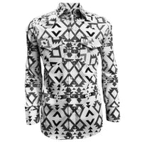 Lamasini - Aztec Print Western Shirt White  6010
