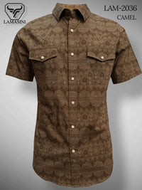 Camel - Lamasini Jeans LAM-2032 Printed Fashion Shirt 2036