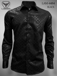 Lamasini Jeans LAM-2032 Printed Fashion Shirt - Black 4484