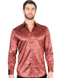 Camisa Burgundy-Gold De Moda El Señor De Los Cielos 44546