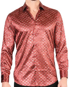 Camisa Burgundy-Gold De Moda El Señor De Los Cielos 44546