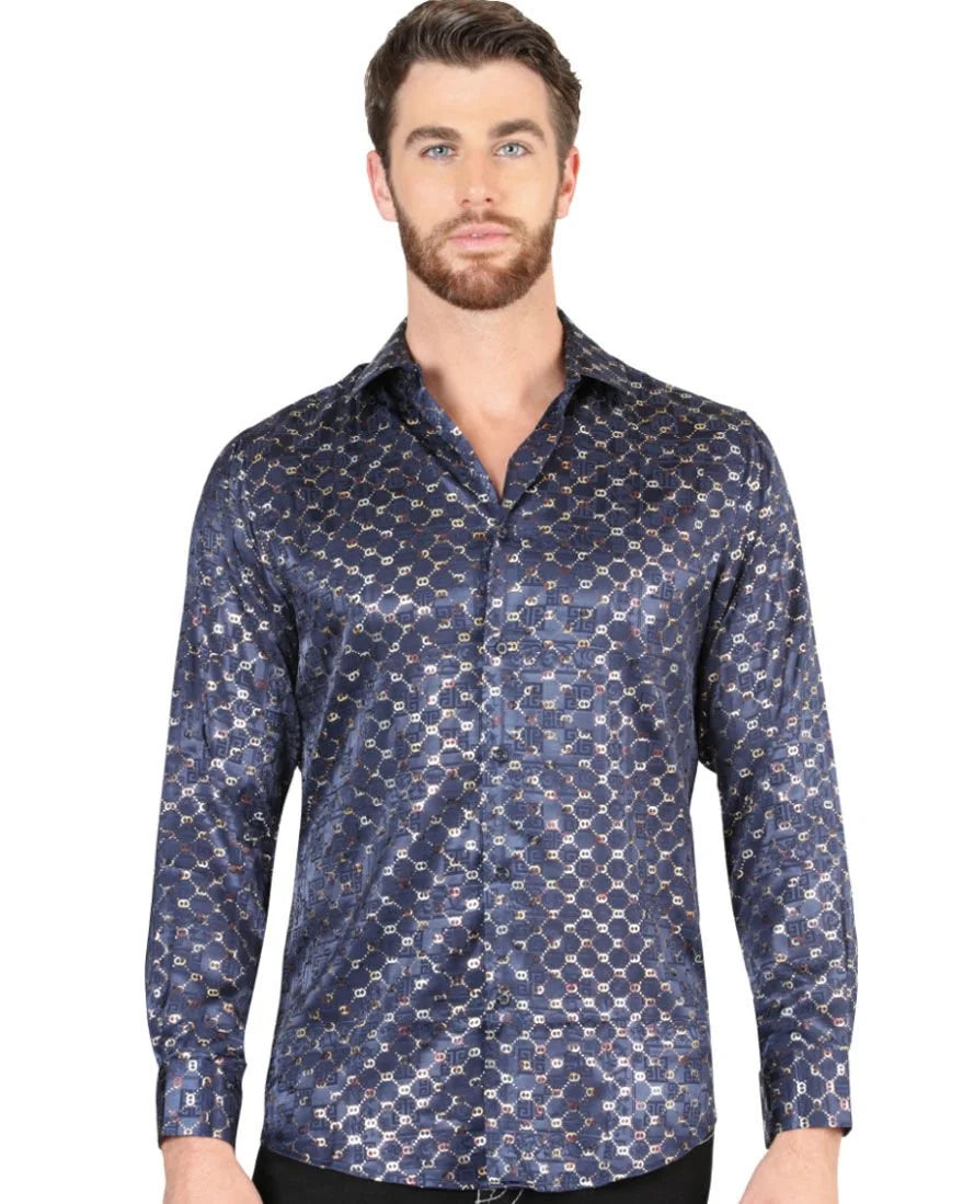 Camisa Navy-Gold De Moda El Señor De Los Cielos 44548