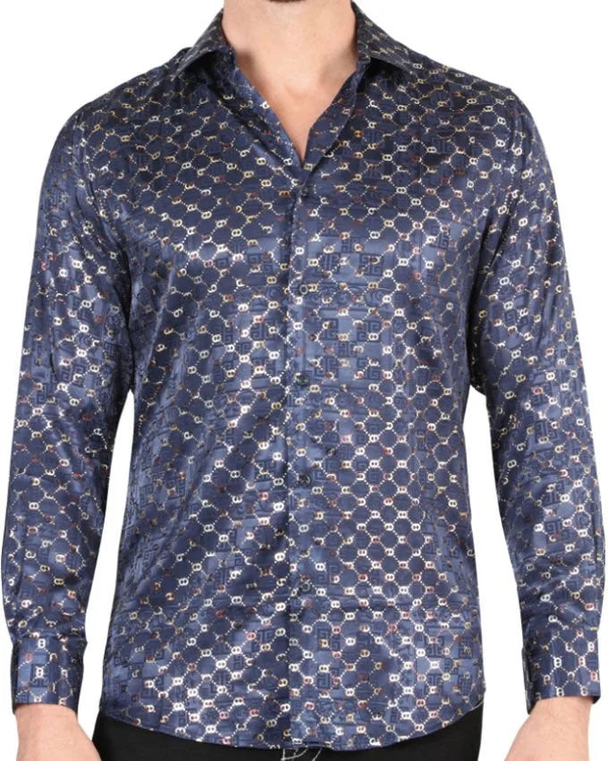 Camisa Navy-Gold De Moda El Señor De Los Cielos 44548