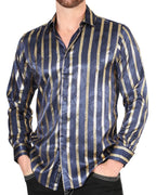 Camisa Con Líneas De Grecas Doradas Color Navy 44553
