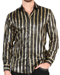 Camisa Con Líneas De Grecas Doradas Color Negro 44554