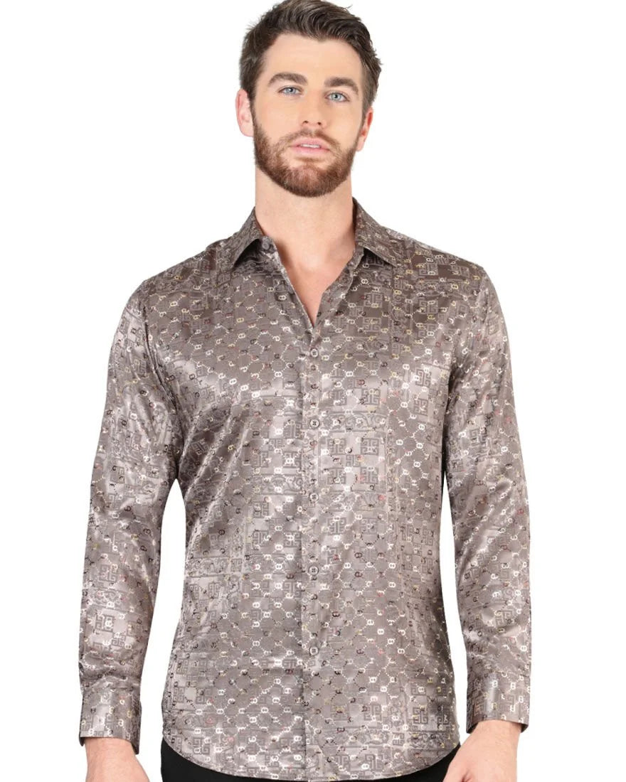 Camisa Café Manga Larga EL Señor De Los Cielos 44576