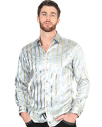 Camisa Con Líneas De Grecas Doradas Color Gris 44578
