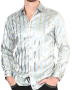 Camisa Con Líneas De Grecas Doradas Color Gris 44578