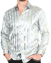 Camisa Con Líneas De Grecas Doradas Color Gris 44578