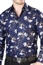 Camisa Fina Estampada El Señor De Los Cielos 43822 Navy