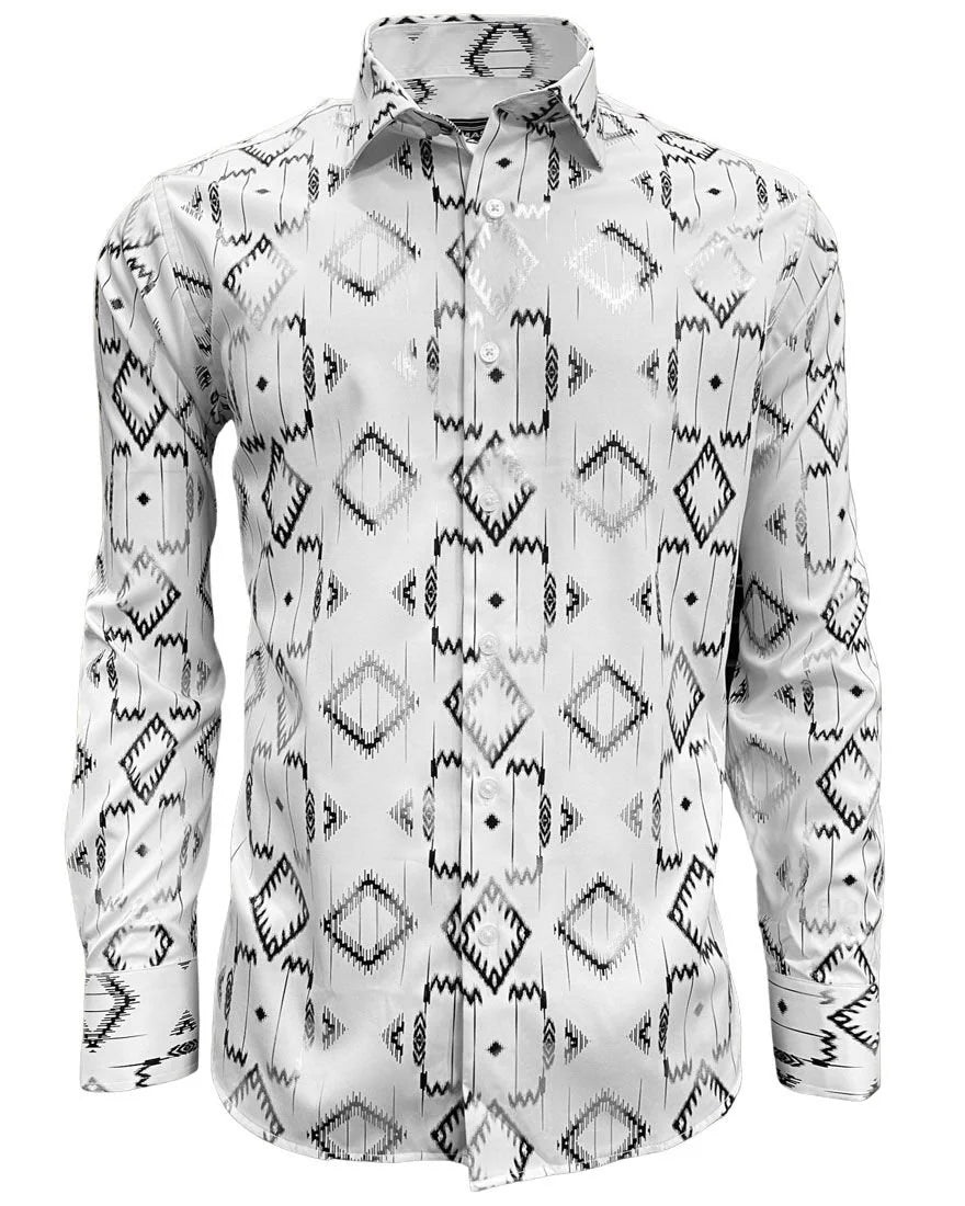 Lamasini - White Pattern Dress Shirt 4474