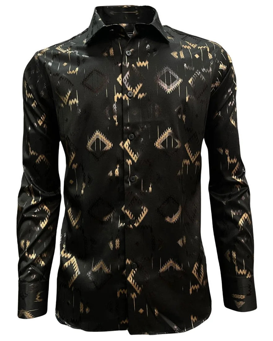 Lamasini - Black Pattern Dress Shirt 4474