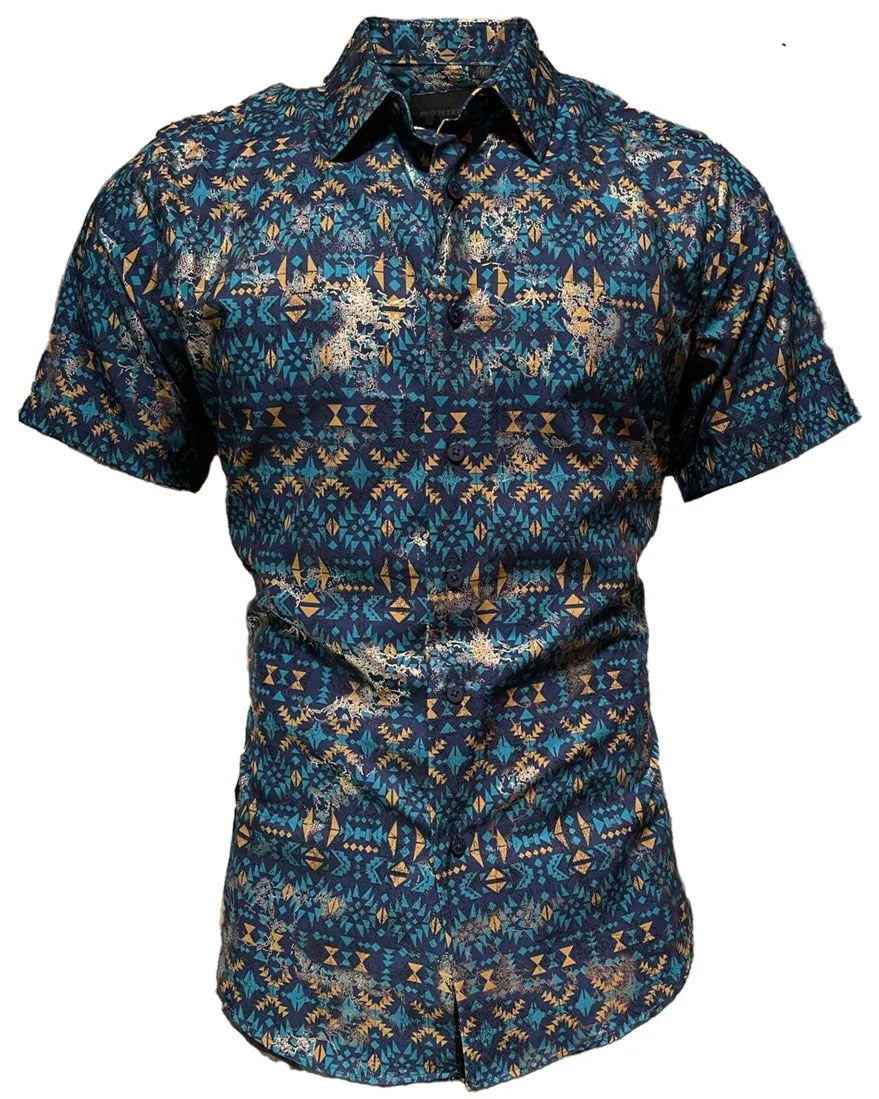 Montero - 0451 Men's Shirt Navy Pattern