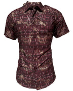 Montero - 0451 Men's Shirt Burgundy Pattern
