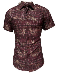 Montero - 0451 Men's Shirt Burgundy Pattern