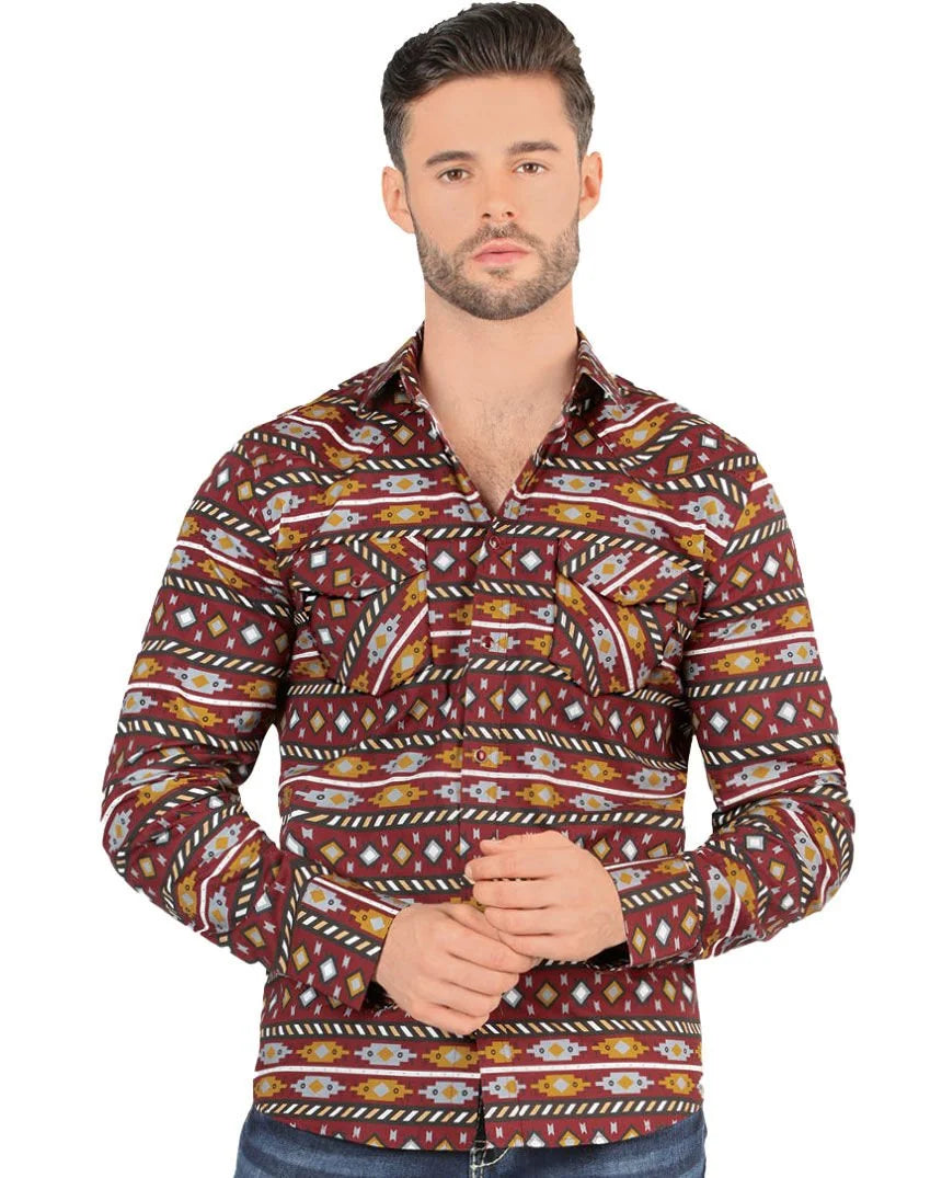 Montero - Camisa Casual Manga Larga Vino 3004