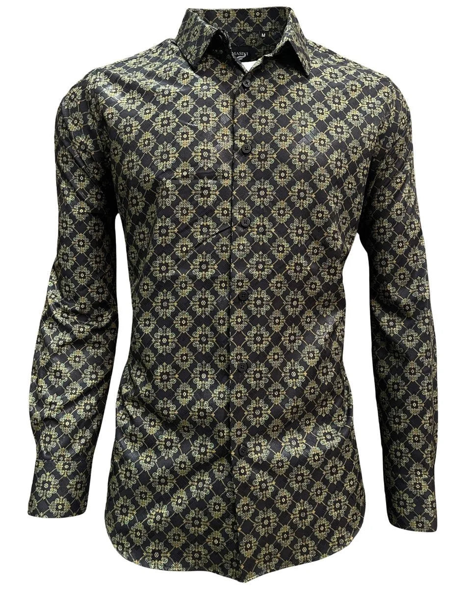 Lamasini - Dress Shirt Geometric Black 2021