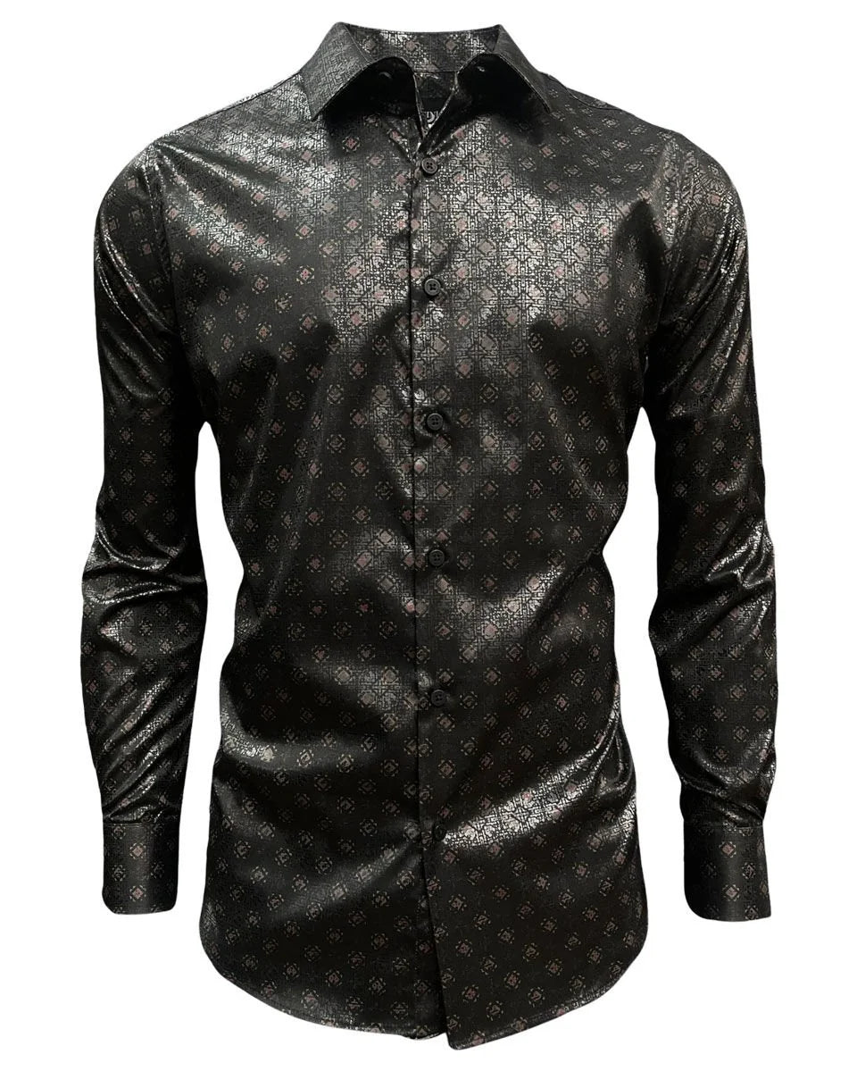 Lamasini - Dress Shirt Geometric Black 3026